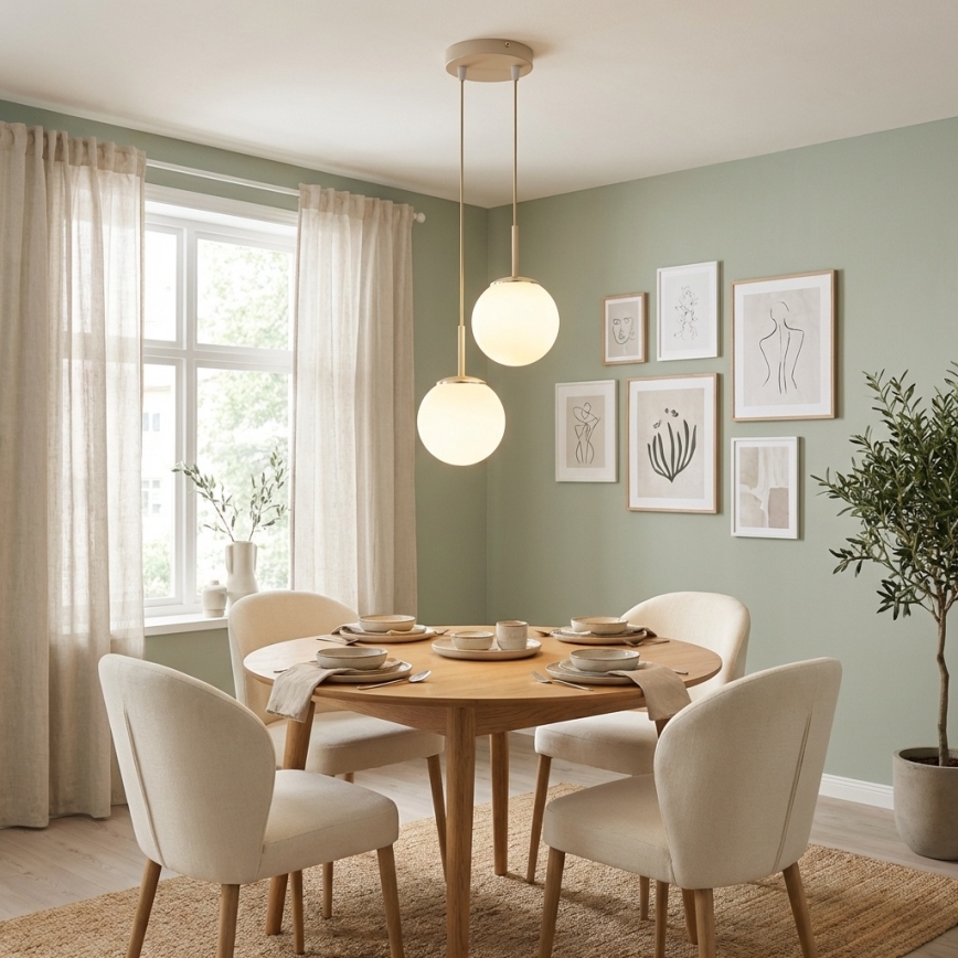 Brilagi - Hanglamp aan kabel MILO ECRU 2xE27/60W/230V beige/goud