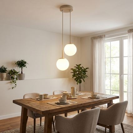 Brilagi - Hanglamp aan kabel MILO ECRU 2xE27/60W/230V beige/goud