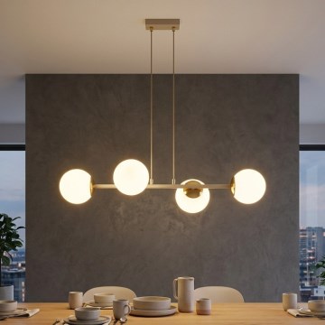 Brilagi - Hanglamp aan kabel MILO ECRU 4xE27/60W/230V beige/goud
