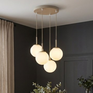 Brilagi - Hanglamp aan kabel MILO ECRU 4xE27/60W/230V beige/goud