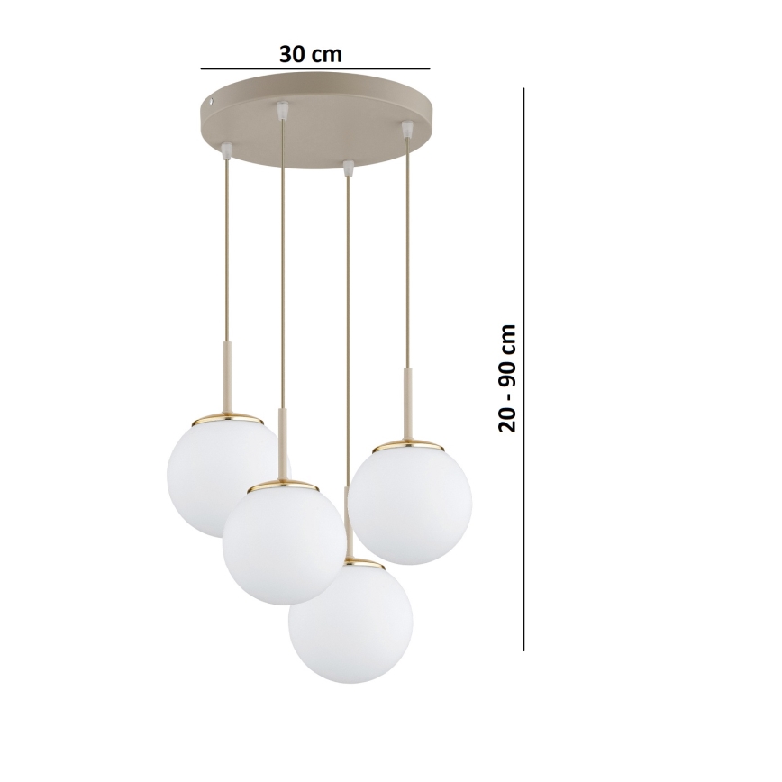 Brilagi - Hanglamp aan kabel MILO ECRU 4xE27/60W/230V beige/goud