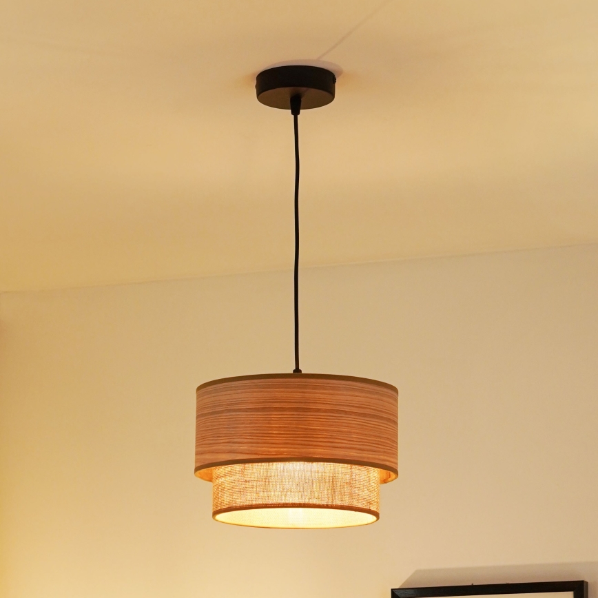 Brilagi - Hanglamp aan kabel MONTANA BOHO 1xE27/15W/230V Ø 25 cm bruin/zwart