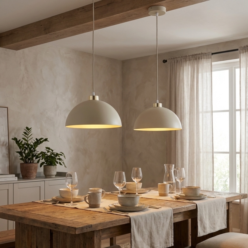 Brilagi - Hanglamp aan kabel MOON 1xE27/60W/230V Ø 30 cm beige/goud