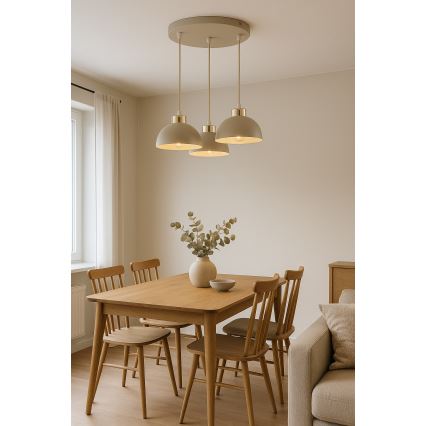 Brilagi - Hanglamp aan kabel MOON 3xE27/60W/230V beige/goud