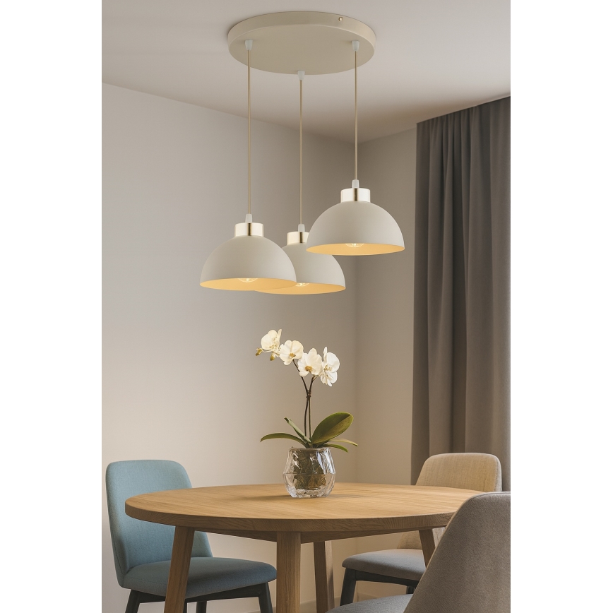 Brilagi - Hanglamp aan kabel MOON 3xE27/60W/230V beige/goud