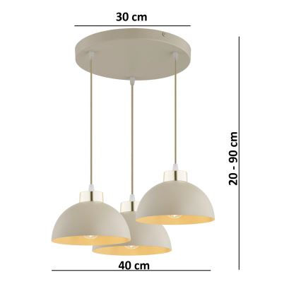 Brilagi - Hanglamp aan kabel MOON 3xE27/60W/230V beige/goud