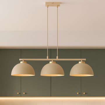 Brilagi - Hanglamp aan kabel MOON 3xE27/60W/230V beige/goud