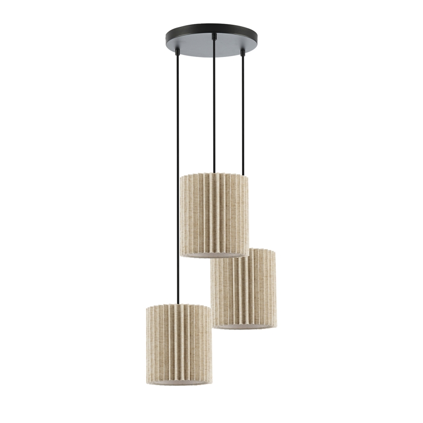 Brilagi - Hanglamp aan kabel NORDIC WAVE 3xE27/15W/230V Ø 38 cm linnen/zwart