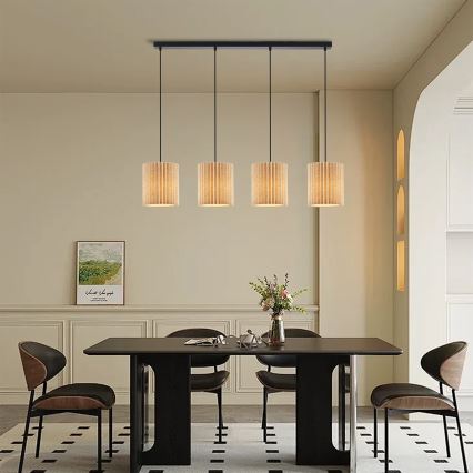 Brilagi - Hanglamp aan kabel NORDIC WAVE 4xE27/15W/230V linnen/zwart
