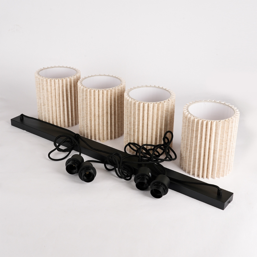 Brilagi - Hanglamp aan kabel NORDIC WAVE 4xE27/15W/230V linnen/zwart