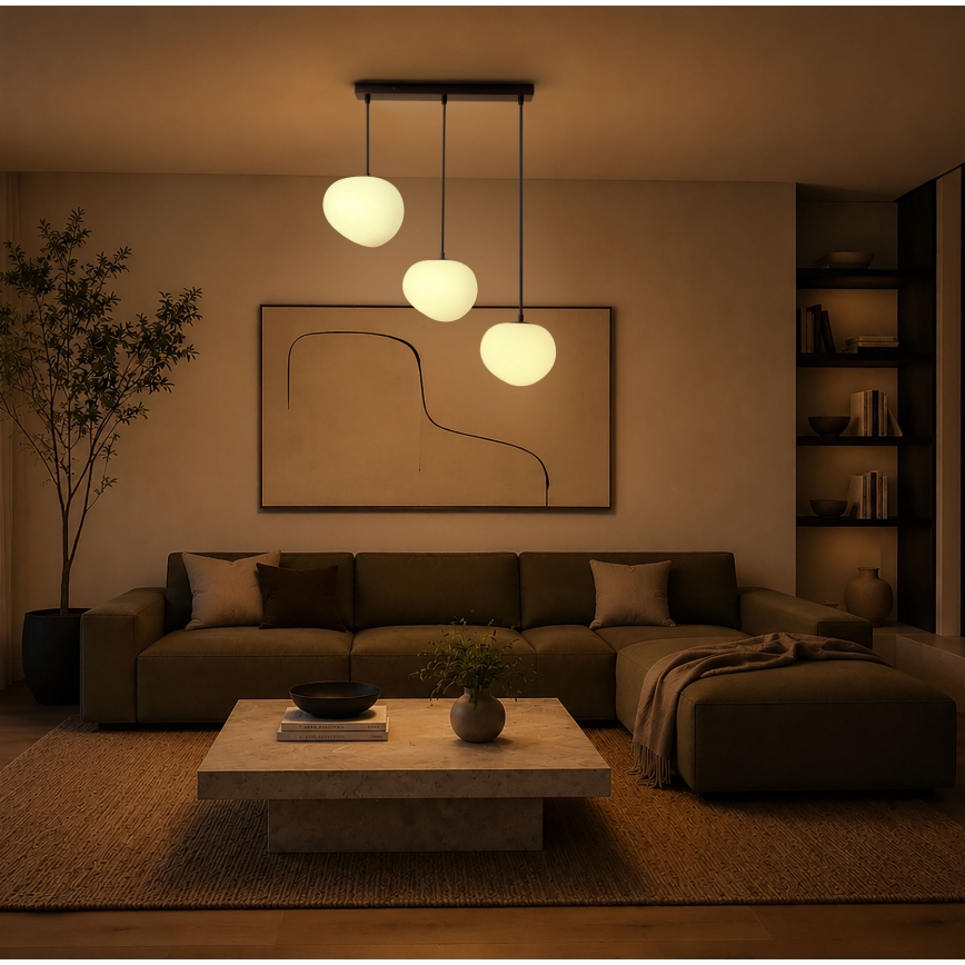 BRILAGI - Hanglamp aan kabel PEBBLES 3xE27/40W/230V zwart