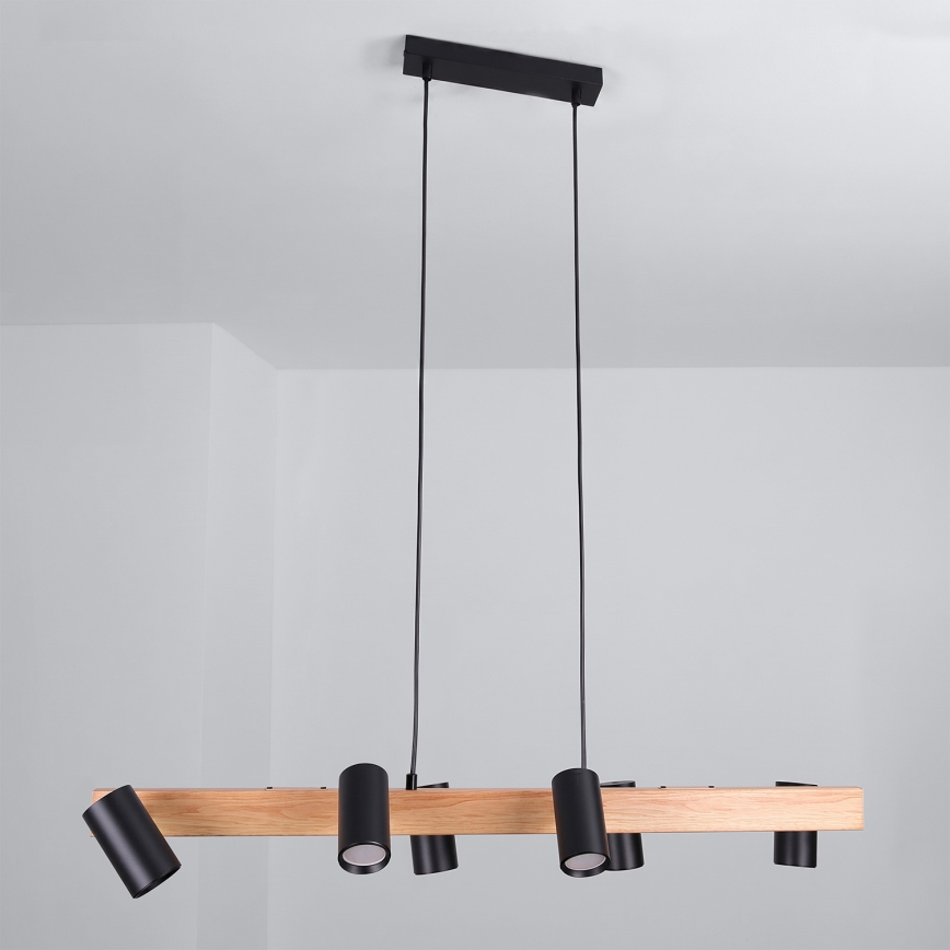 Brilagi - Hanglamp aan kabel SELE 6xGU10/30W/230V zwart/eikdecor