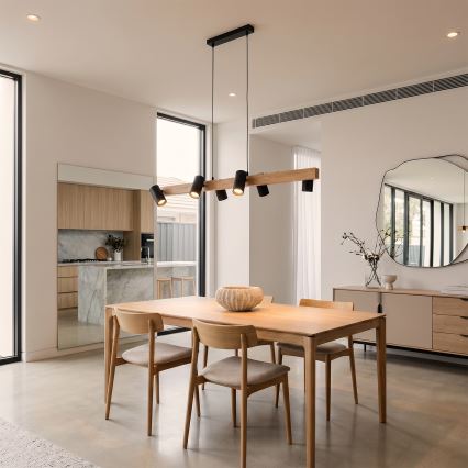 Brilagi - Hanglamp aan kabel SELE 6xGU10/30W/230V zwart/eikdecor