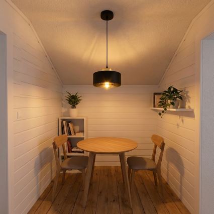 Brilagi - Hanglamp aan kabel SPRING 1xE27/60W/230V Ø 20 cm zwart/goud