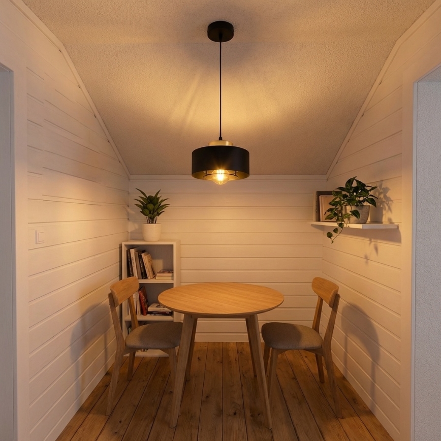 Brilagi - Hanglamp aan kabel SPRING 1xE27/60W/230V Ø 20 cm zwart/goud