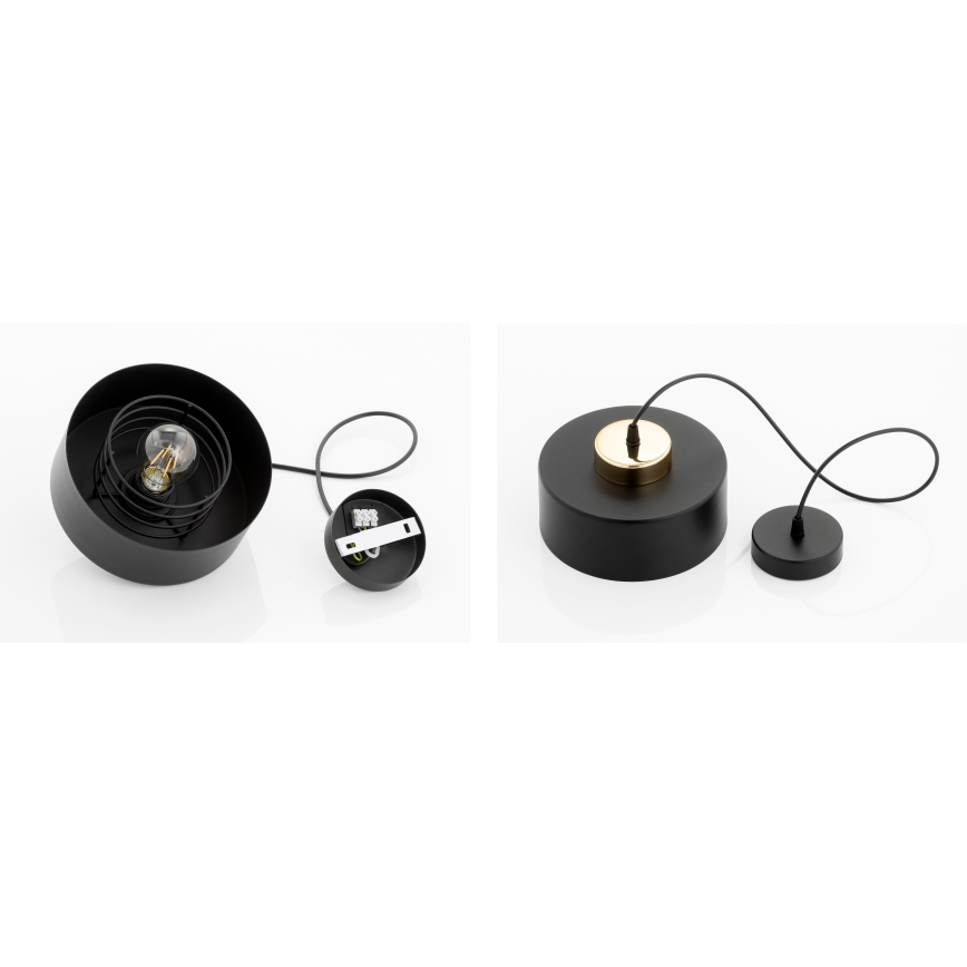 Brilagi - Hanglamp aan kabel SPRING 1xE27/60W/230V Ø 20 cm zwart/goud