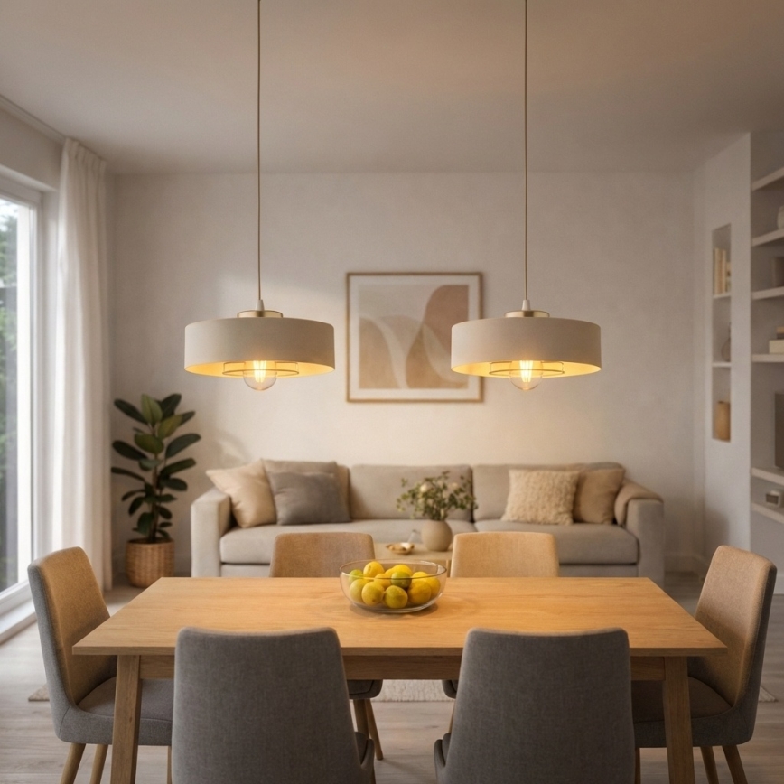Brilagi - Hanglamp aan kabel SPRING 1xE27/60W/230V Ø 30 cm beige/goud