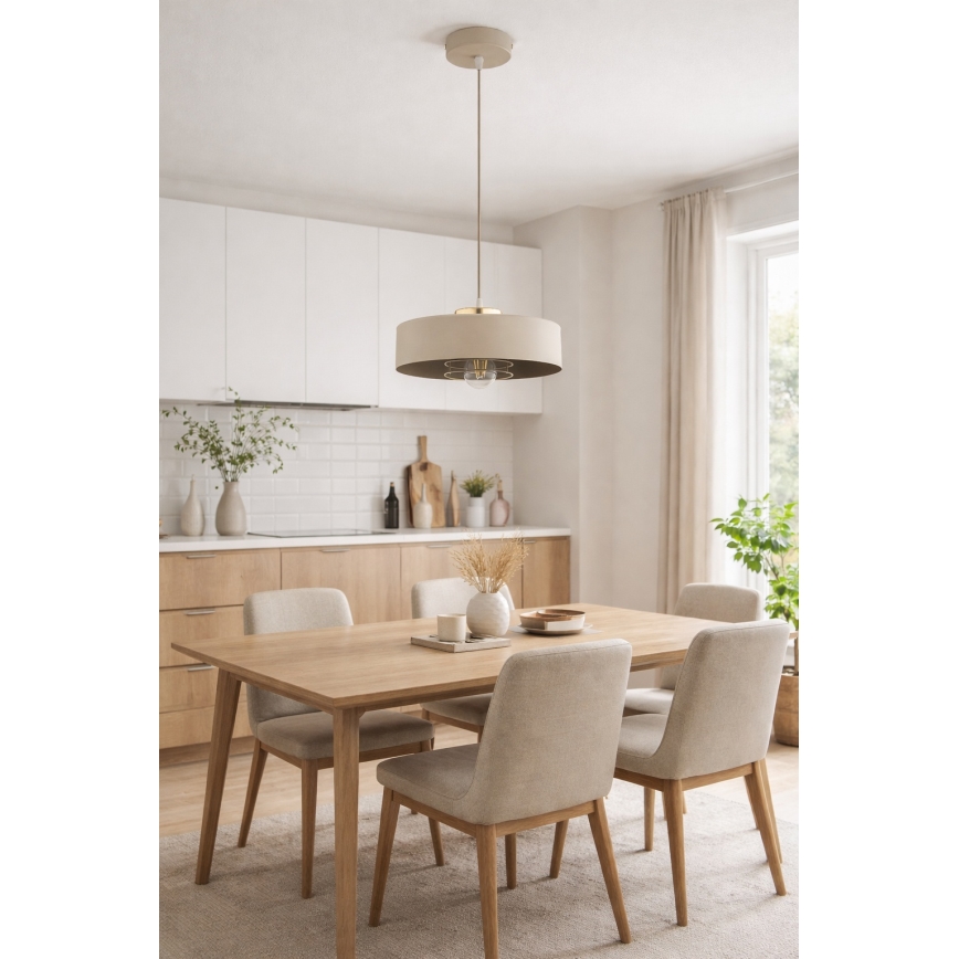Brilagi - Hanglamp aan kabel SPRING 1xE27/60W/230V Ø 30 cm beige/goud