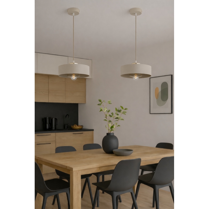 Brilagi - Hanglamp aan kabel SPRING 1xE27/60W/230V Ø 30 cm beige/goud