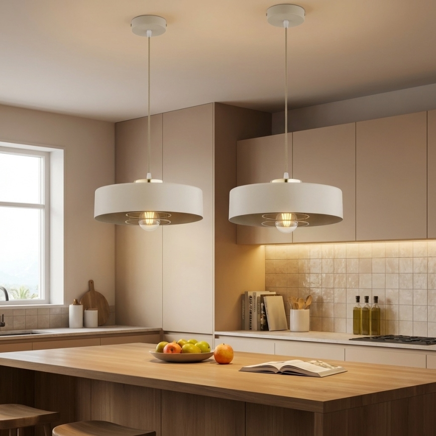 Brilagi - Hanglamp aan kabel SPRING 1xE27/60W/230V Ø 30 cm beige/goud