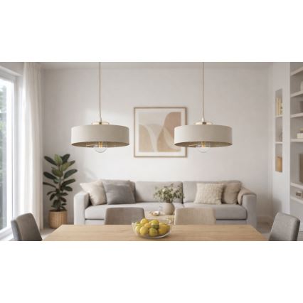 Brilagi - Hanglamp aan kabel SPRING 1xE27/60W/230V Ø 30 cm beige/goud