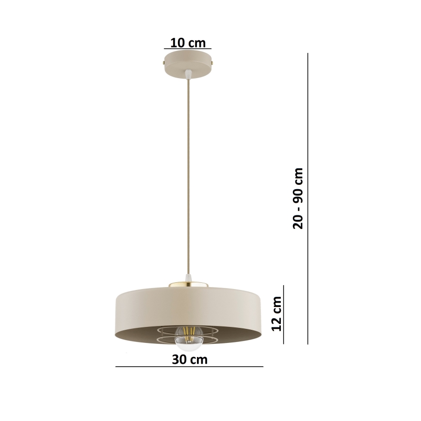 Brilagi - Hanglamp aan kabel SPRING 1xE27/60W/230V Ø 30 cm beige/goud