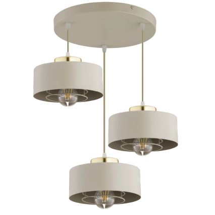 Brilagi - Hanglamp aan kabel SPRING 3xE27/60W/230V beige/goud