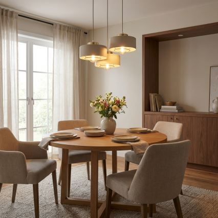 Brilagi - Hanglamp aan kabel SPRING 3xE27/60W/230V beige/goud