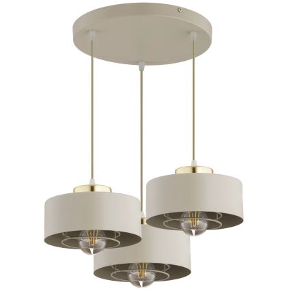 Brilagi - Hanglamp aan kabel SPRING 3xE27/60W/230V beige/goud