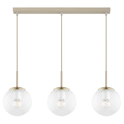 Brilagi - Hanglamp aan kabel STELLA 3xE27/60W/230V beige/goud
