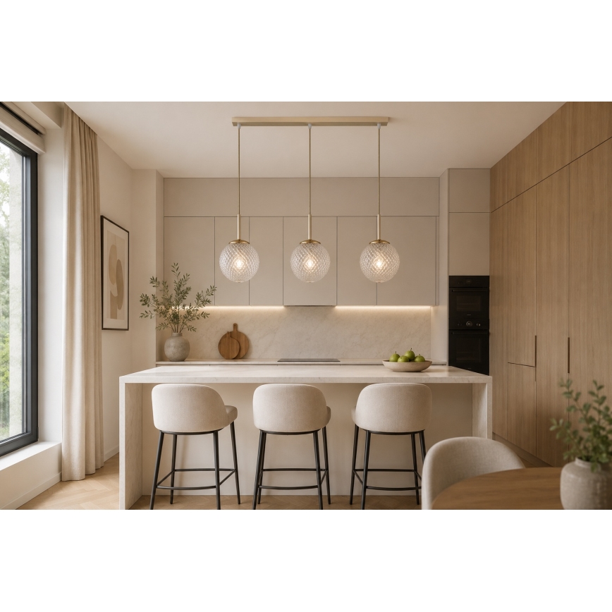 Brilagi - Hanglamp aan kabel STELLA 3xE27/60W/230V beige/goud