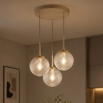 Brilagi - Hanglamp aan kabel STELLA 3xE27/60W/230V beige/goud