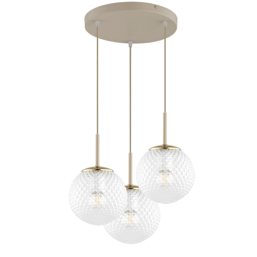 Brilagi - Hanglamp aan kabel STELLA 3xE27/60W/230V beige/goud