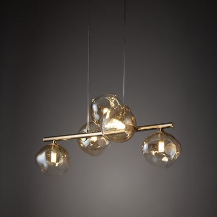 Brilagi - Hanglamp aan kabel VULCANO 5xG9/8W/230V goudkleurig/gerookt beige