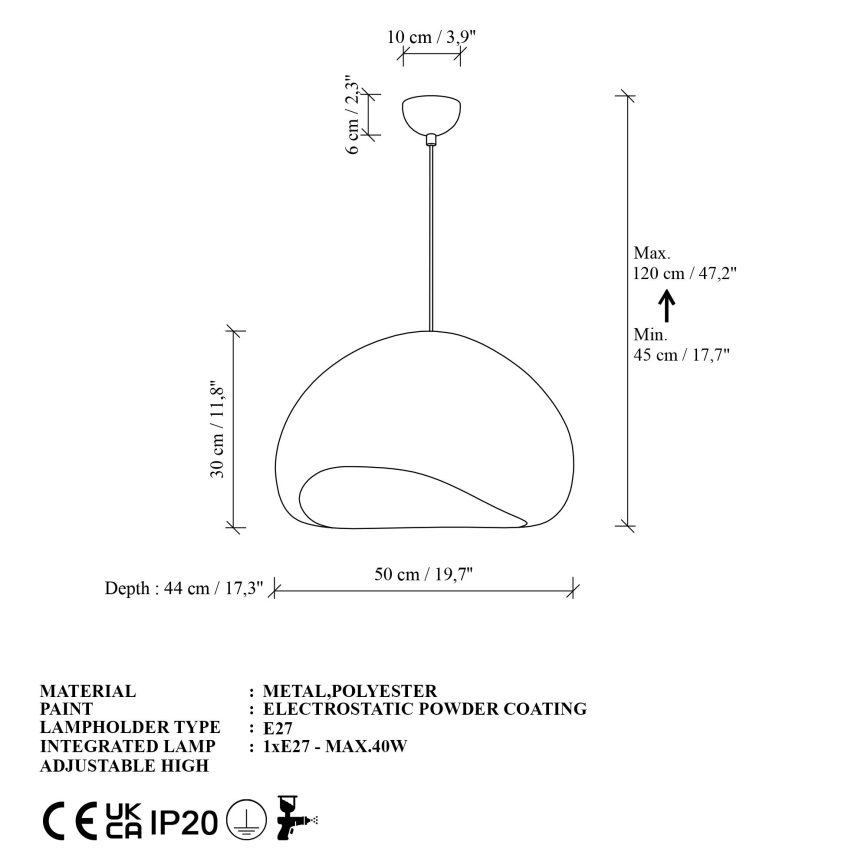 Brilagi - Hanglamp aan kabel WABI SABI 1xE27/40W/230V Ø 50 cm beige