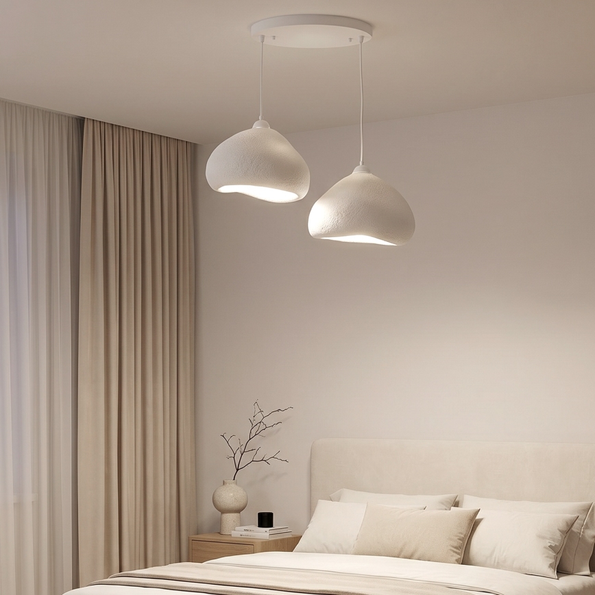 Brilagi - Hanglamp aan kabel WABI SABI 2xE27/40W/230V Ø 45 cm wit