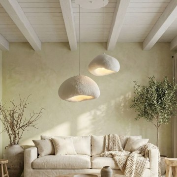 Brilagi - Hanglamp aan kabel WABI SABI 2xE27/40W/230V Ø 70 cm wit