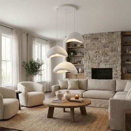 Brilagi - Hanglamp aan kabel WABI SABI 3xE27/40W/230V Ø 82 cm wit