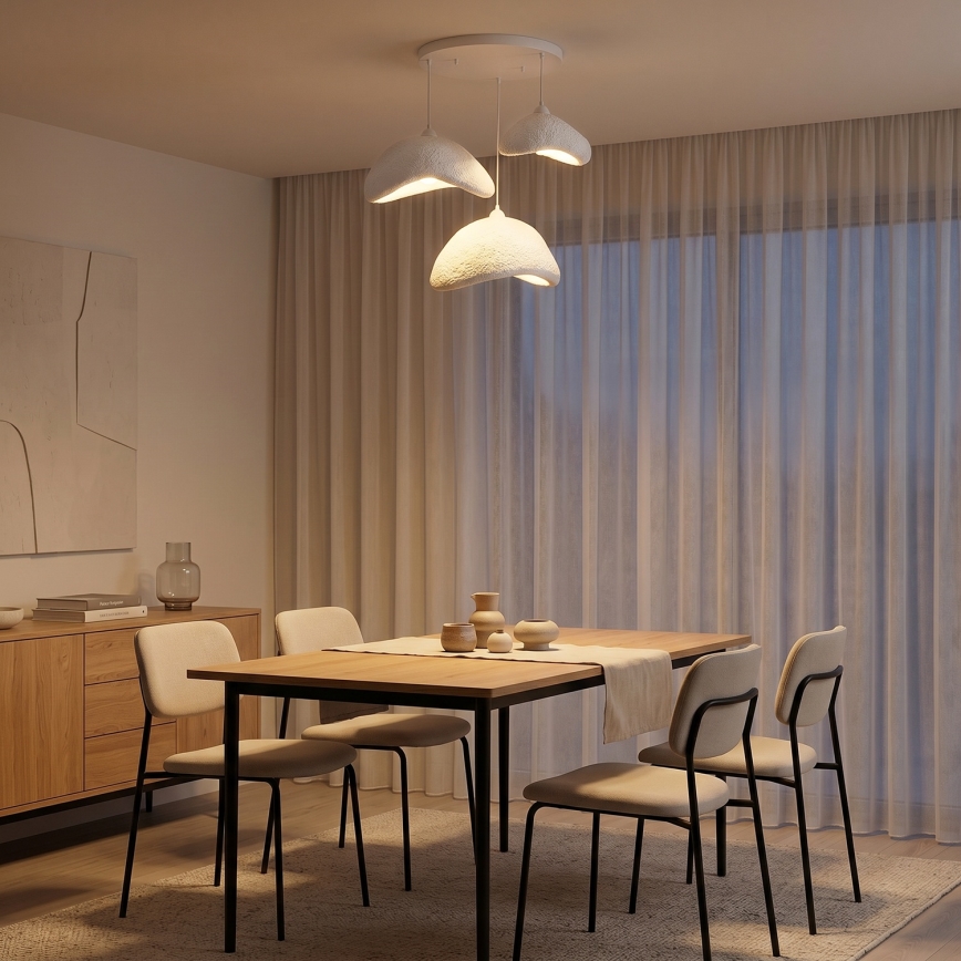 Brilagi - Hanglamp aan kabel WABI SABI 3xE27/40W/230V Ø 82 cm wit