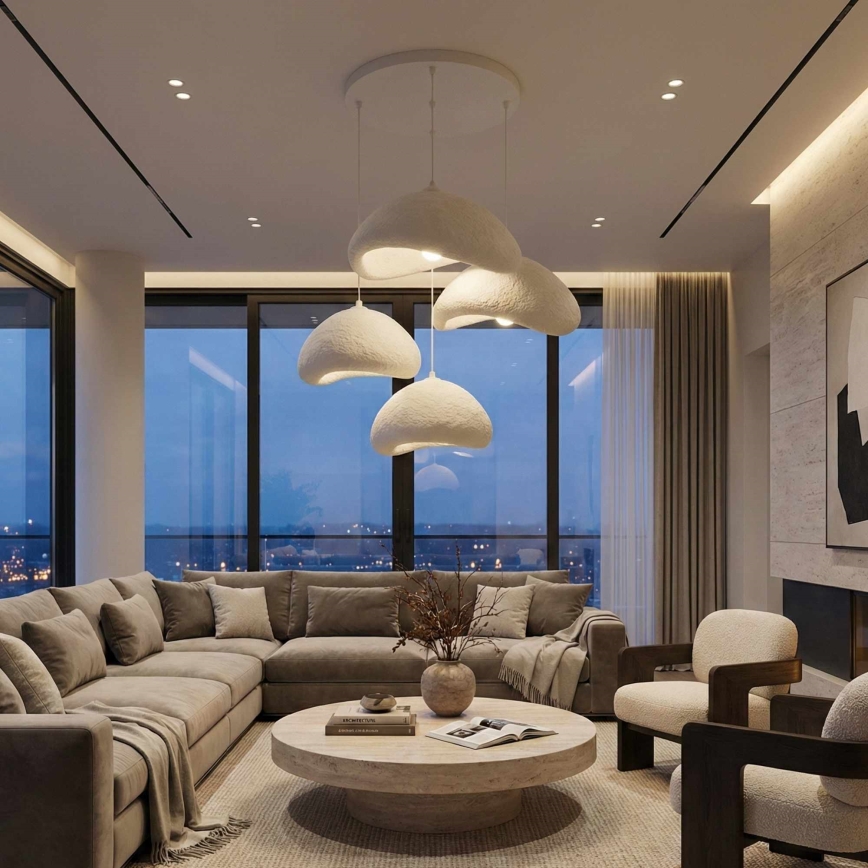 Brilagi - Hanglamp aan kabel WABI SABI 4xE27/40W/230V Ø 90 cm wit