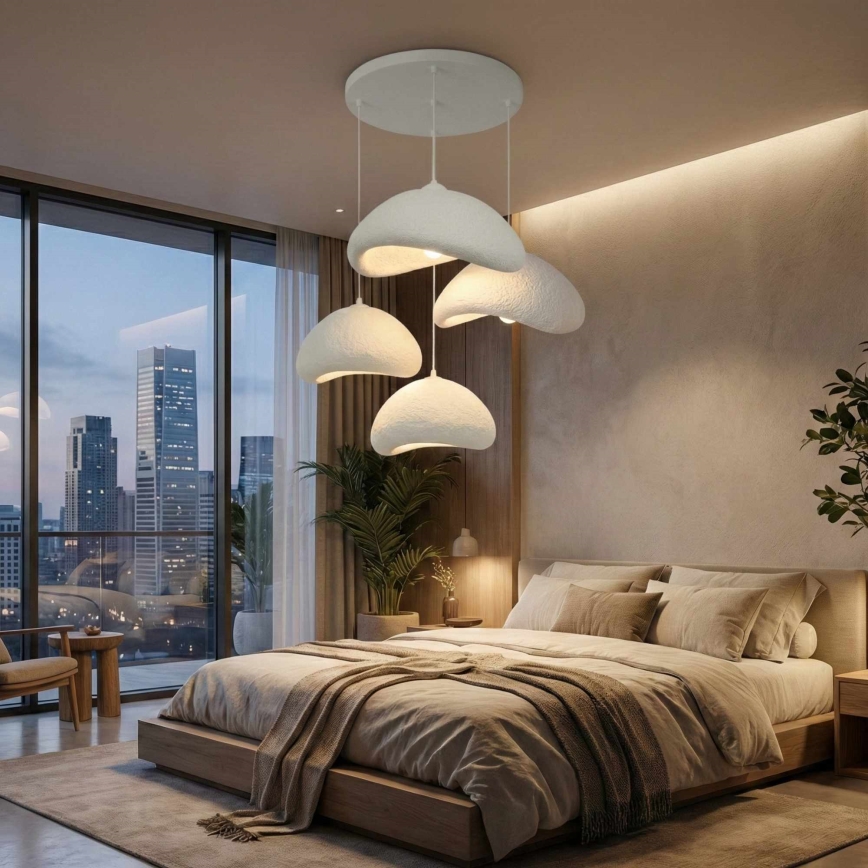 Brilagi - Hanglamp aan kabel WABI SABI 4xE27/40W/230V Ø 90 cm wit