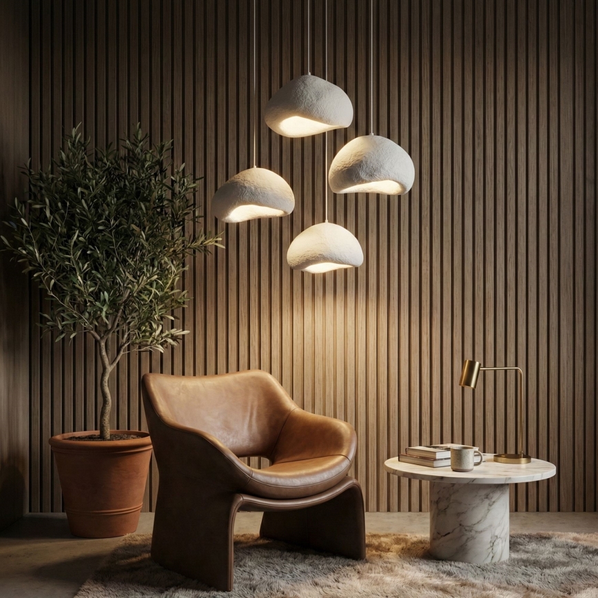 Brilagi - Hanglamp aan kabel WABI SABI 4xE27/40W/230V Ø 95 cm wit