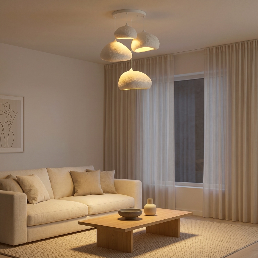 Brilagi - Hanglamp aan kabel WABI SABI 4xE27/40W/230V Ø 95 cm wit