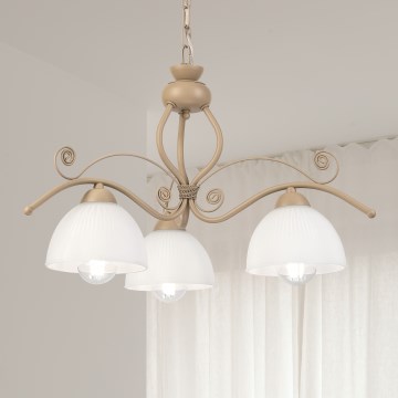 Brilagi - Hanglamp aan ketting ANTICO MODERN 3xE27/60W/230V beige