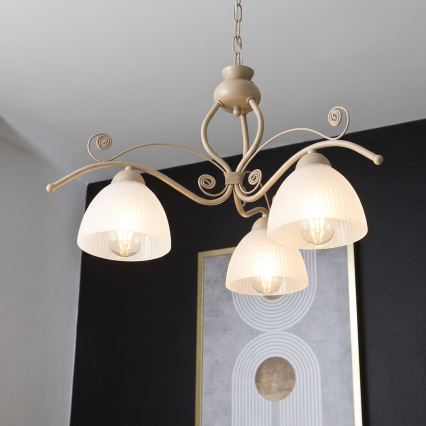 Brilagi - Hanglamp aan ketting ANTICO MODERN 3xE27/60W/230V beige
