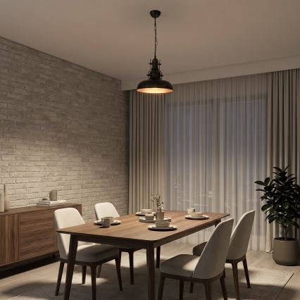 Brilagi - Hanglamp aan ketting PYRONIC 1xE27/40W/230V Ø 32 cm brons/patina