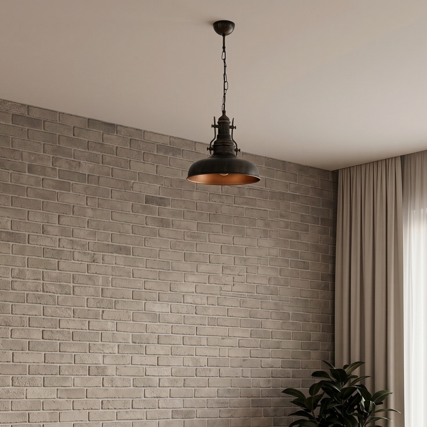 Brilagi - Hanglamp aan ketting PYRONIC 1xE27/40W/230V Ø 32 cm brons/patina