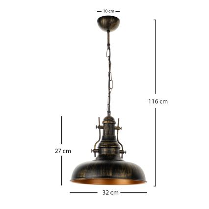 Brilagi - Hanglamp aan ketting PYRONIC 1xE27/40W/230V Ø 32 cm brons/patina