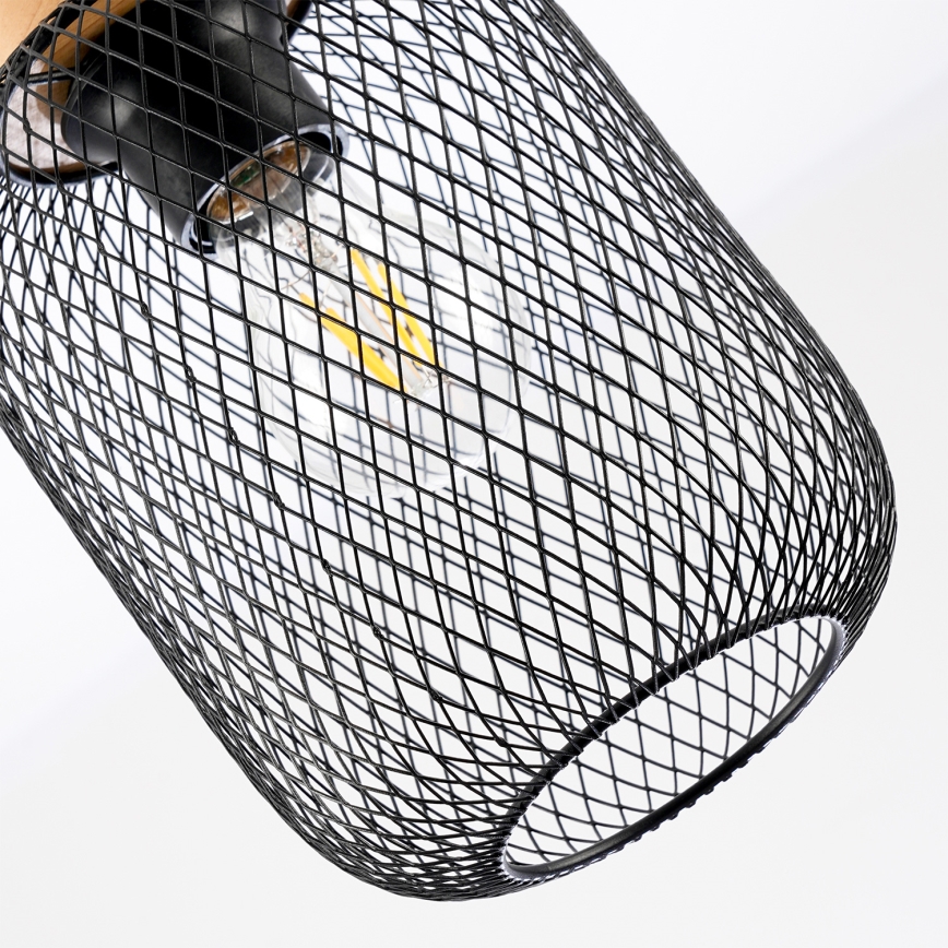 Brilagi - Hanglamp aan snoer BASKLITE 1xE27/15W/230V rubberhout/zwart