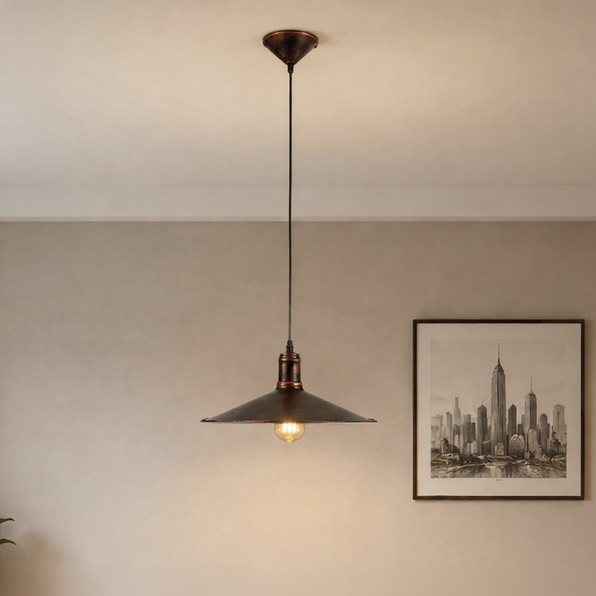 BRILAGI - Hanglamp aan snoer FORGE 1xE27/60W/230V Ø 36 cm patina/koperkleurig
